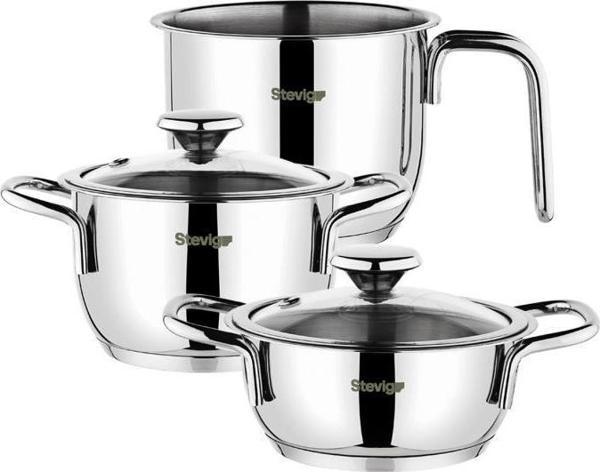Stevig 4 Mini Meals 18/10 Paslanmaz Çelik Tencere Seti 5 Parça ST-303 - Image 1