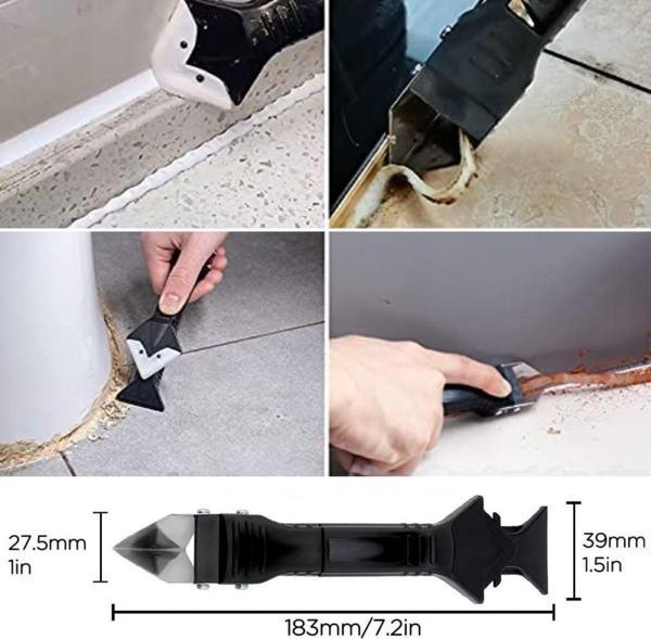 Fayans Derz Silikon Kazıyıcı Sıyırıcı Uygulayıcı Aparat 3 ü 1 Arada - Image 1