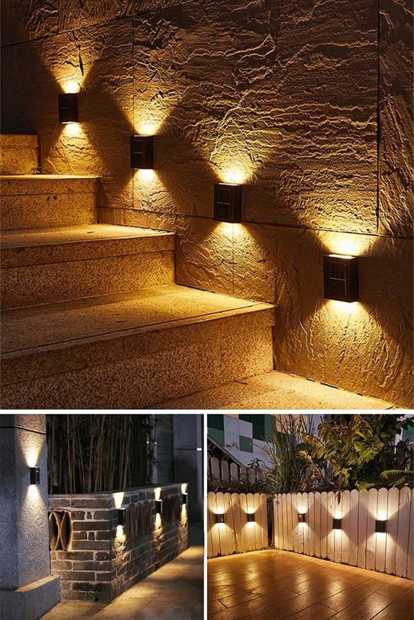 Tekli Yeni Model Solar Çift Taraflı Duvar Lambası Güneş Enerjili Aydınlatma Dekorasyon Aplik Işık - Image 1