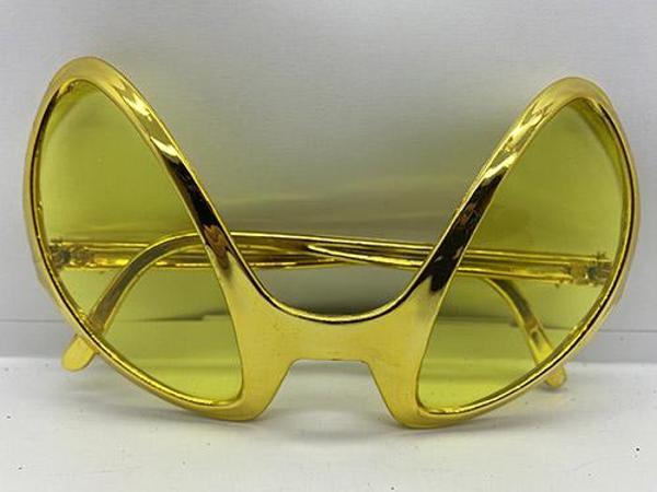 Retro Gözlük - 80 li 90 lı Yıllar Parti Gözlüğü Gold Renk 8x13 cm - Image 1