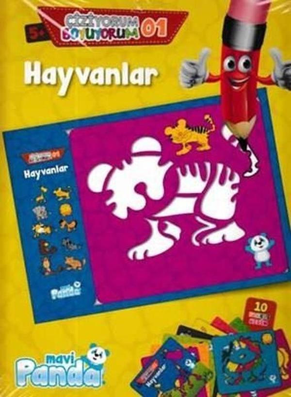 Çiziyorum Boyuyorum 1-Hayvanlar - Mavi Panda - Image 1