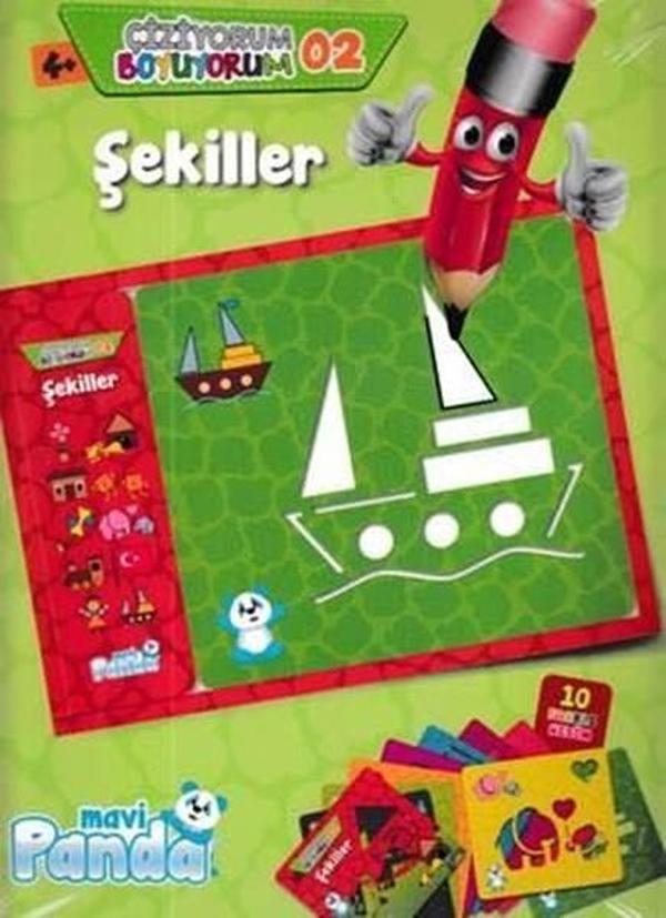 Çiziyorum Boyuyorum 2-Şekiller - Mavi Panda - Image 1