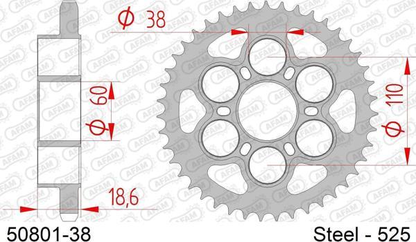 AFAM DUCATI 1098 ÇELİK ARKA DİŞLİ #525 - Image 1