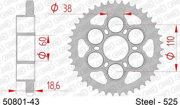 AFAM DUCATI DIAVEL 1260S ÇELİK ARKA DİŞLİ #525 - Image 1