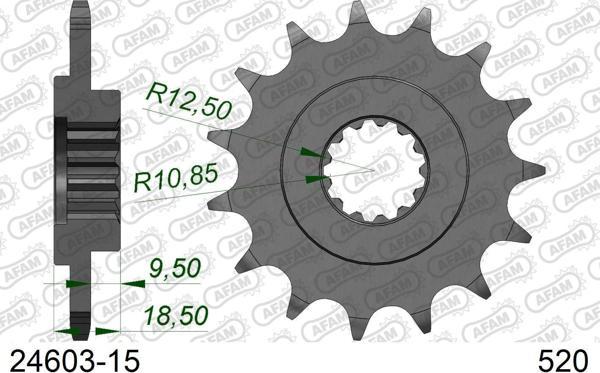 AFAM KAWASAKI Z750 / Z800 ÇELİK ÖN DİŞLİ #520 - Image 1