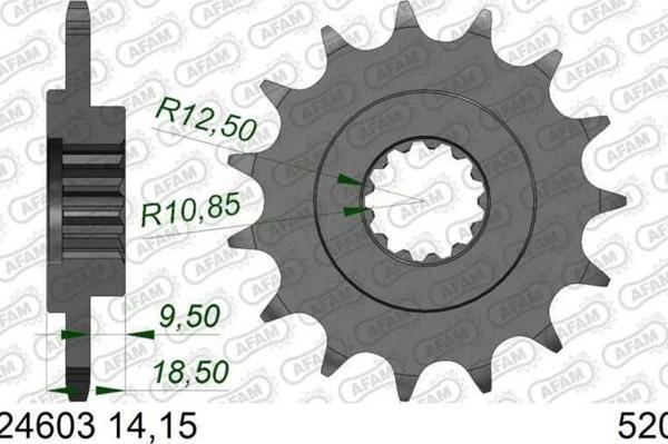 AFAM KAWASAKI Z750 / Z800 KAUÇUK ÖN DİŞLİ #520 - Image 1