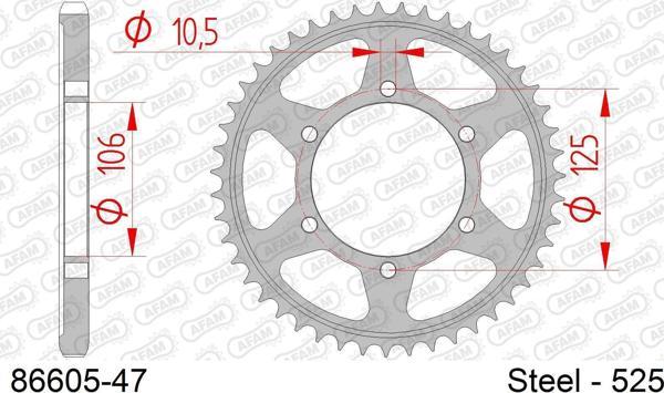 AFAM REAR STEEL SPROCKET #525 - Image 1