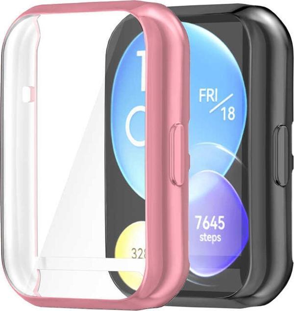 Microsonic Huawei Watch Fit 2 Kılıf 360 Full Round Soft Silicone Rose Gold - Image 1