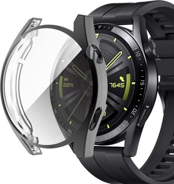 Microsonic Huawei Watch GT3 46mm Kılıf 360 Full Round Soft Silicone Siyah - Image 1