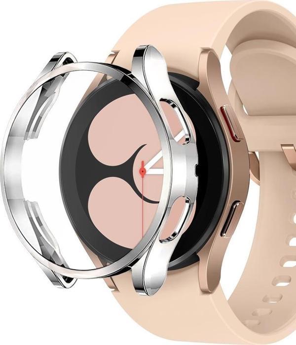 Microsonic Samsung Galaxy Watch 4 40mm Kılıf 360 Full Round Soft Silicone Gümüş - Image 1