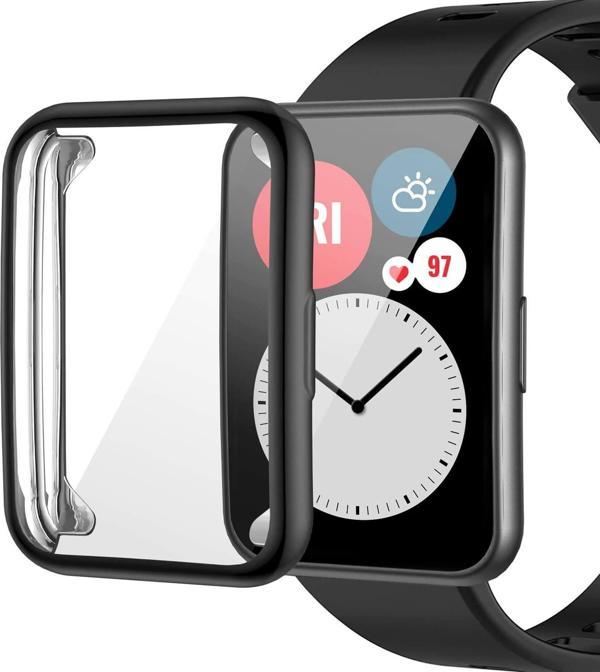 Microsonic Huawei Watch Fit Kılıf 360 Full Round Soft Silicone Siyah - Image 1