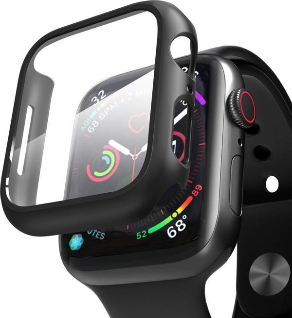Microsonic Apple Watch Series 5 44mm Kılıf Matte Premium Slim WatchBand Siyah - Image 1