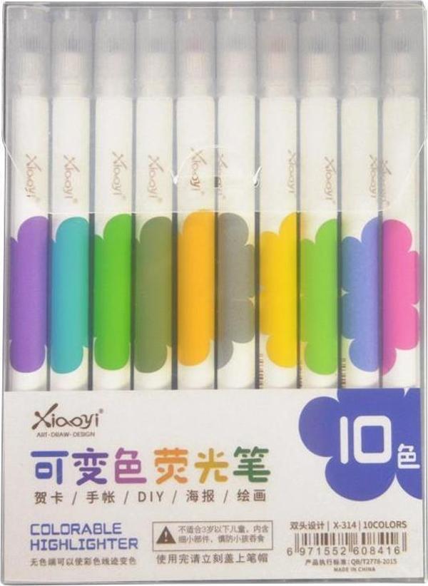 Çift Uçlu Karıştırılabilir Fosforlu Kalem 10 Renk X-414 - Image 1