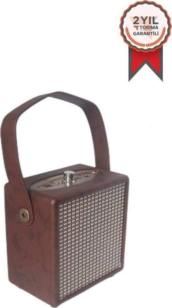 Torima X2 Taşınabilir Wooden Case Bluetooth Hoparlör Kahverengi - Image 1