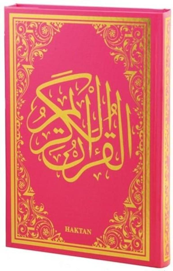 Kuranı Kerim Renkli Gül Desenli Pembe Cilt Sesli-Rahle Boy - Haktan Yayınları - Image 1