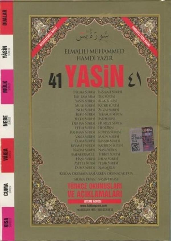 41 Yasin Arapça ve Türkçe Okunuşlu Mealli Fihristli Çanta Boy - Haktan Yayınları - Image 1