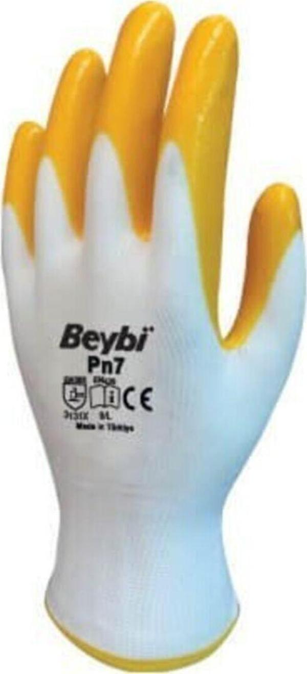 Beybi Pn7 Yarı Nitril Kaplı Örgü Polyester Eldiven 10 Numara 10 Adet - Image 1