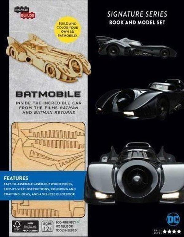IncrediBuilds-Batmobile Signature Series 3D Wood Model and Book - Insight Toys - Image 1