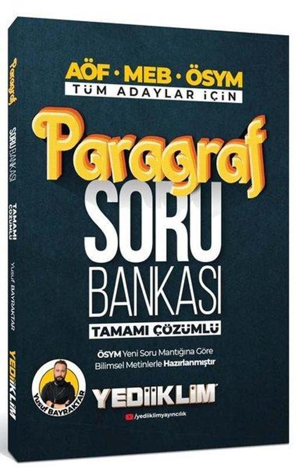 2022 AÖF MEB ÖSYM Tüm Adaylar İçin Paragraf Tamamı Çözümlü Soru Bankası - Yediiklim Yayınları - Image 1