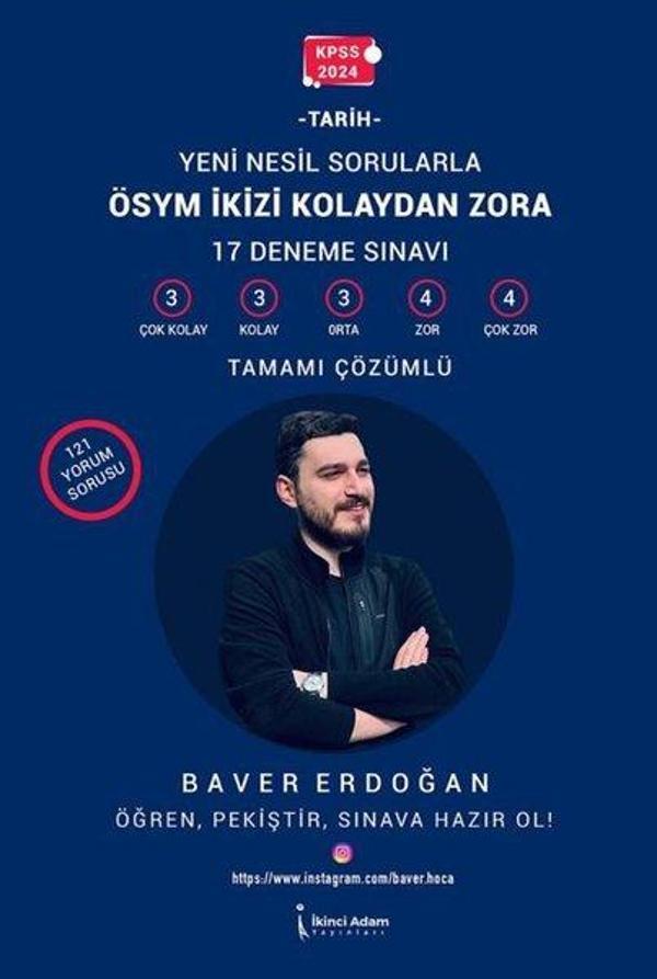 KPSS 2024 Tarih Yeni Nesil Sorularla ÖSYM İkizi Kolaydan Zora - 17 Deneme Sınavı - Tamamı Çözümlü - İkinci Adam Yayınları - Image 1