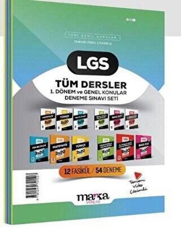 2025 LGS 1. Dönem ve Genel Konular Tüm Dersler Deneme Sınavı Seti 12 Fasikül 54 Deneme - Marka Yayınları - Image 1