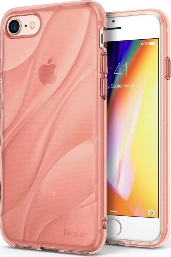Ringke Flow iPhone 7/8 ile Uyumlu KIlıf Rose Gold 3D Dalga Efekti Hafif Esnek Renkli Transparan - Image 1