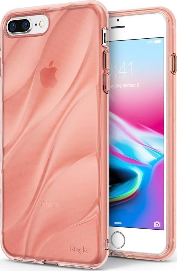 Ringke Flow iPhone 7/8 Plus ile Uyumlu KIlıf Rose Gold 3D Dalga Efekti Hafif Esnek Renkli Transparan - Image 1