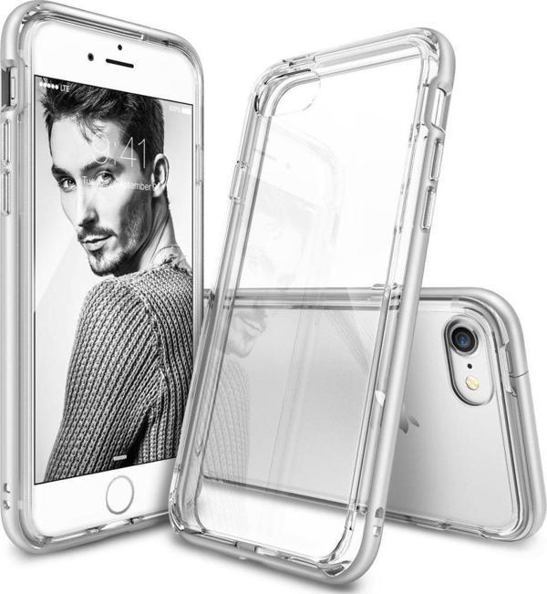 Ringke Frame iPhone 7 ile Uyumlu Çerçeveli Bumper Kılıf Ice Silver - Image 1