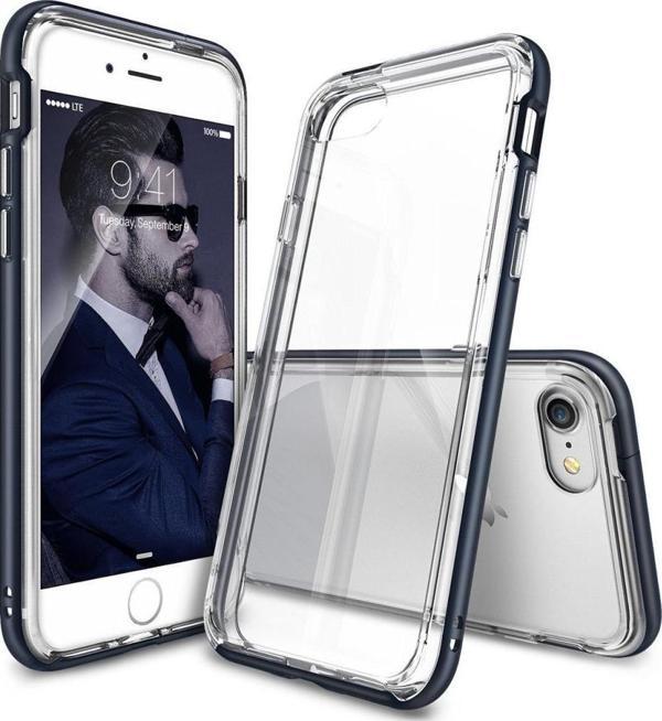 Ringke Frame iPhone 7 ile Uyumlu Çerçeveli Bumper Kılıf Metal Slate - Image 1