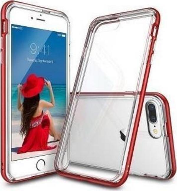 Ringke Frame İphone 7 Plus ile Uyumlu Çerçeveli Bumper Kılıf Blaze Red - Image 1
