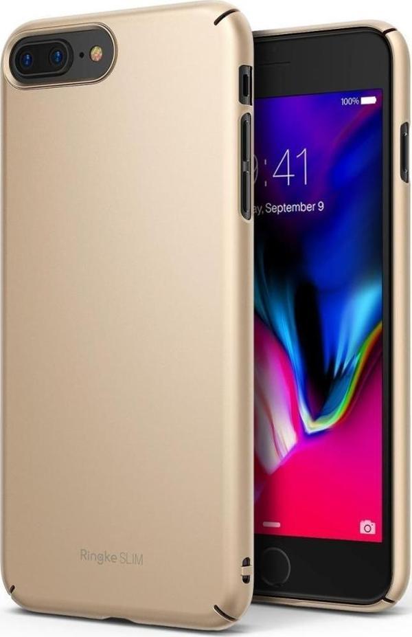 Ringke Slim iPhone 7/8 Plus ile Uyumlu KIlıf Royal Gold İnce Şık Tasarım - Image 1