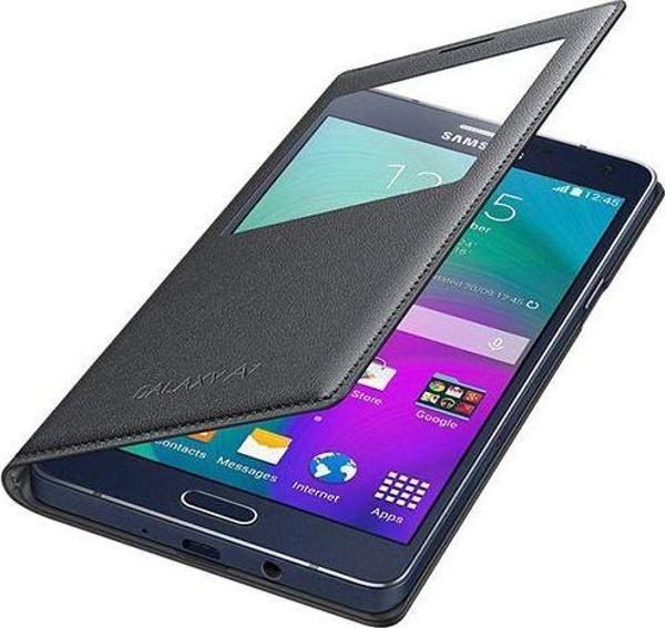 Galaxy A7 2015 ile Uyumlu Kılıf S View Cover EF-CA700BCEGWW Siyah - Image 1