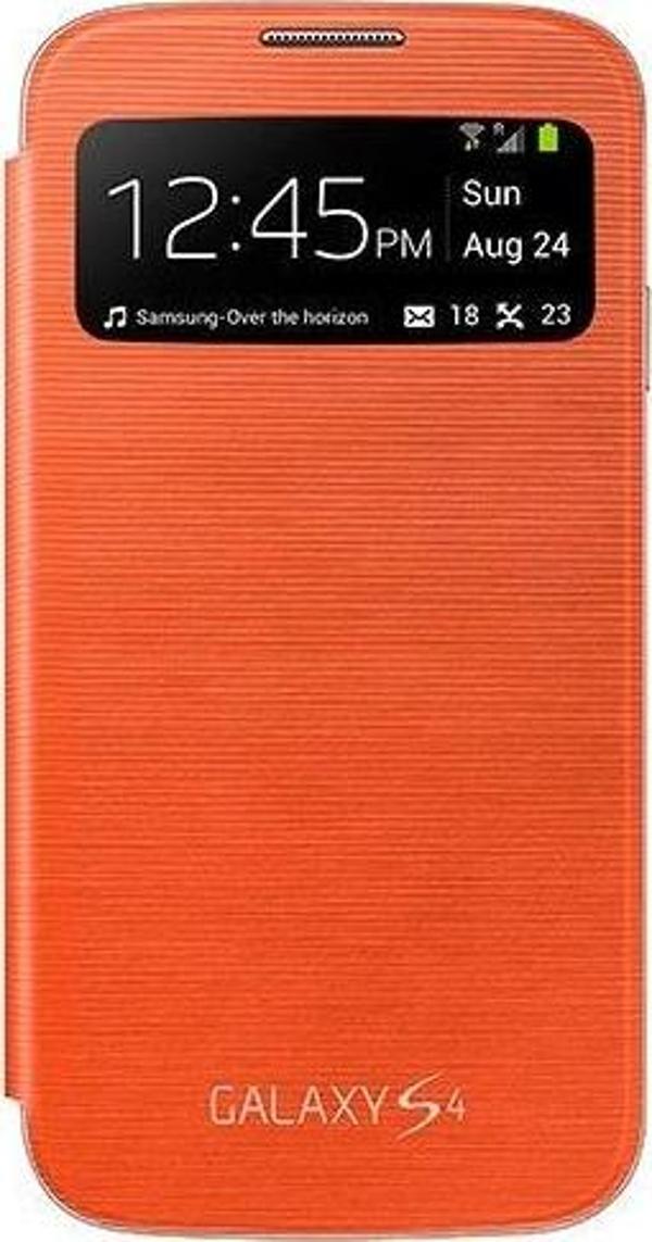 Galaxy S4 i9500 ile Uyumlu S View Cover Kılıf Turuncu EF-CI950BOEGWW - Image 1