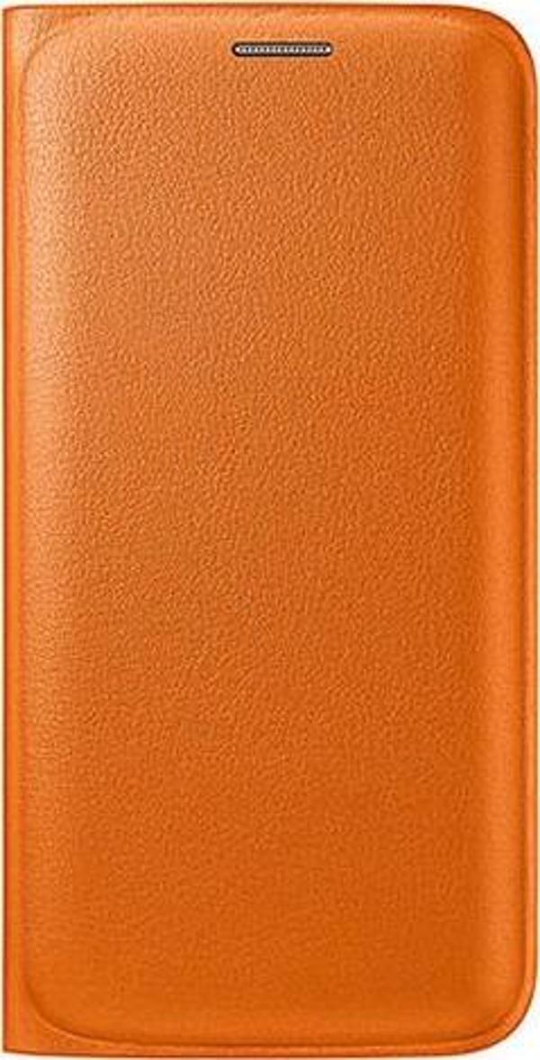 Galaxy S6 Edge ile Uyumlu Flip Wallet (Deri Görünümlü) Turuncu EF-WG925POEGWW - Image 1