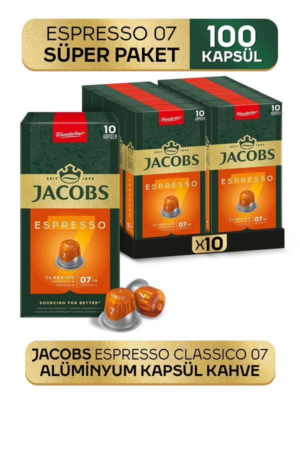 Jacobs Espresso 7 Classico Nespresso Uyumlu Alüminyum Kapsül Kahve 10 Adet X 10 Paket - Image 1