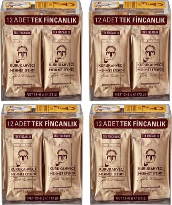 Kurukahveci Mehmet Efendi Tek Fincan 12 X 6 gr 4 Paket Türk Kahvesi - Image 1