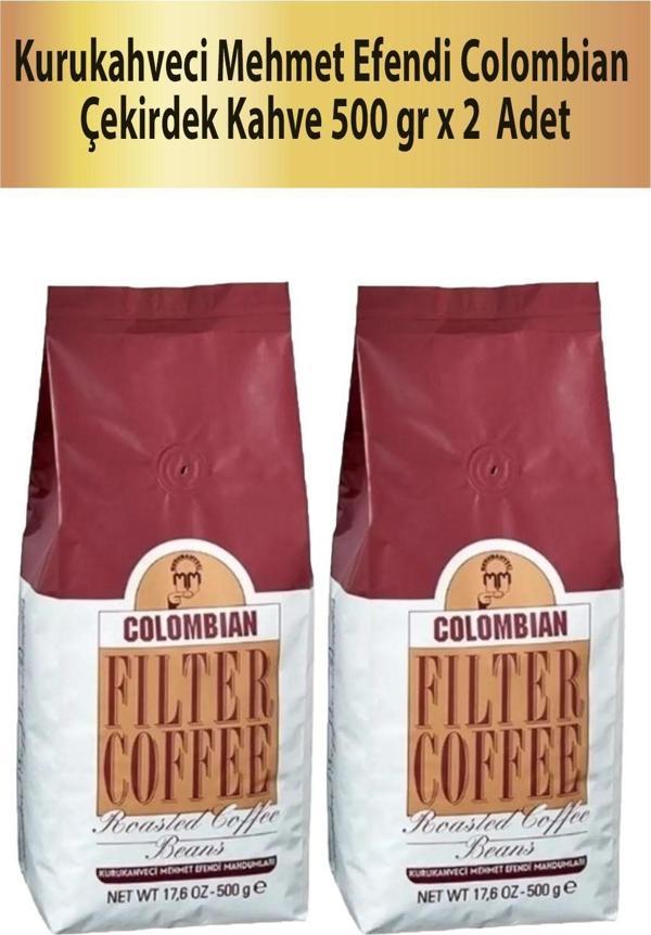 Kurukahveci Mehmet Efendi Colombian Çekirdek Kahve 500 gr x 2 Adet Türk Kahvesi - Image 1