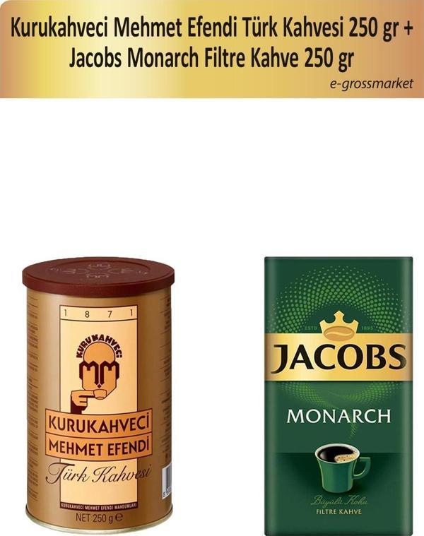 Kurukahveci Mehmet Efendi 250 gr Türk Kahvesi + Jacobs Monarch Filtre Kahve 250 gr  - Image 1