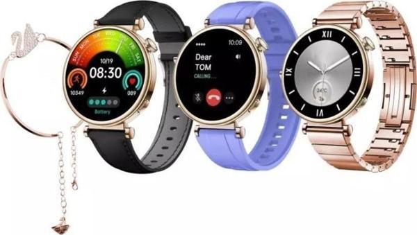 Schitec Rw-43 Gerçek Amoled Ekran Android İos Harmonyos Uyumlu 3 Kordonlu Bileklik Hediyeli Akıllı Saat Gold - Image 1