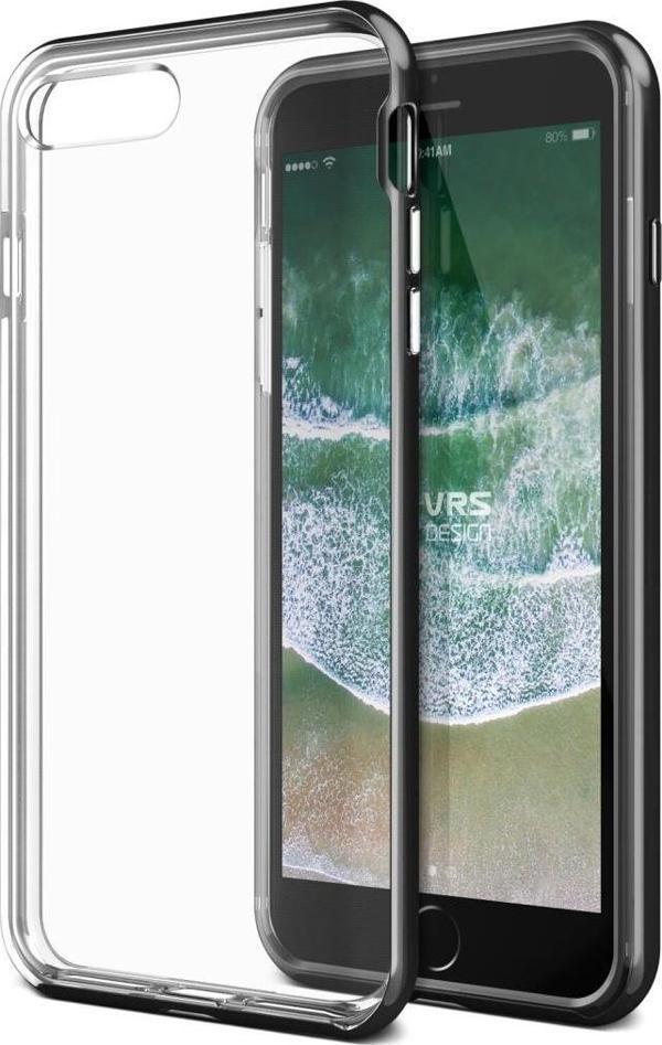 VRS iPhone 8 Plus/7 Plus ile Uyumlu New Crystal Bumper Kılıf Metallic Black - Image 1