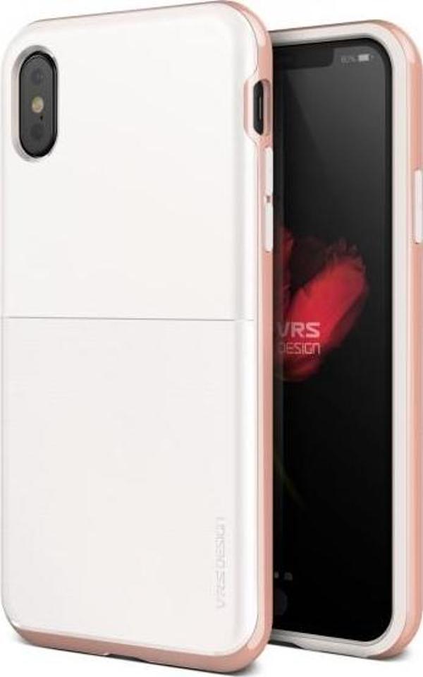 VRS iPhone X ile Uyumlu High Pro Shield Kılıf White with Rose Gold - Image 1