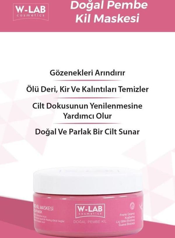 W-Lab Kozmetik Arındırıcı Antioksidan Pembe Kil Maskesi 250 ML - Image 1