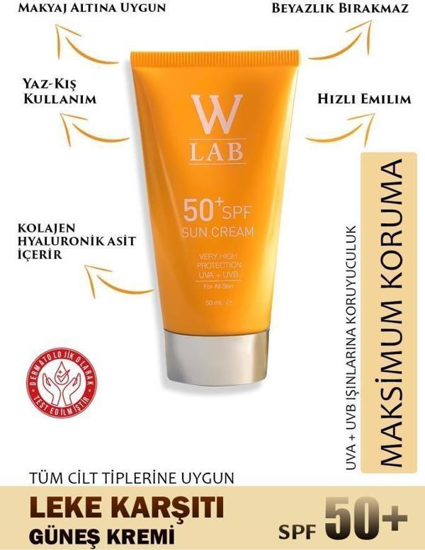 W-Lab Sun Cream SPF50+ Güneş Koruyucu 50 ML - Image 1