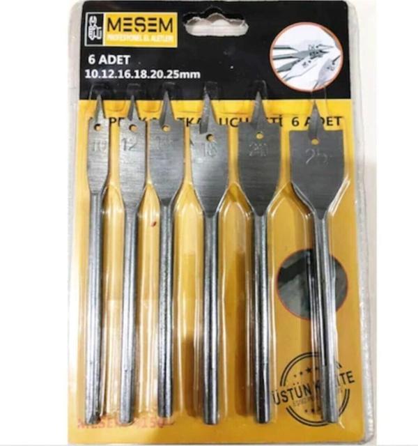 Hırdavatçım06 Meşem 6 Parça Tahta Ahşap Oyma Matkap Yaprak Kelebek Uç Seti - Image 1