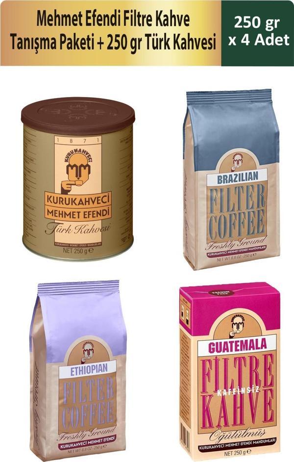 Kurukahveci Mehmet Efendi Filtre Kahve Tanışma Paketi 250 gr x 3 Adet + 250 gr Türk Kahvesi  - Image 1