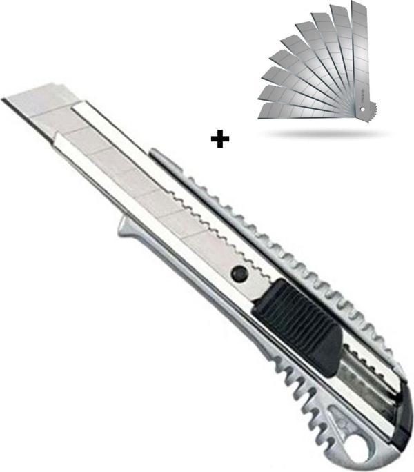Zimak Metal Maket Bıçağı Falçata + 10 Adet Yedek Bıçak Büyük Boy - Image 1