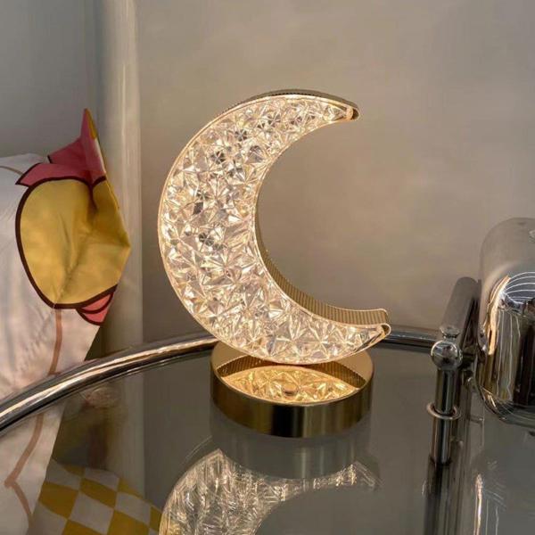 LW-28 Şarjlı Ay Kristal Elmas Masa Lambası Dokunmatik Romantik Akrilik Led Gece Lambası - Image 1