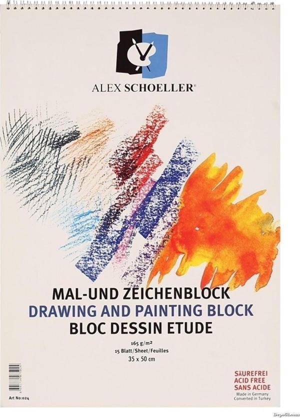Alex Schoeller Teknik Resim Defteri Spiralli 15 Yaprak 35x50Cm 165 Gram - Image 1