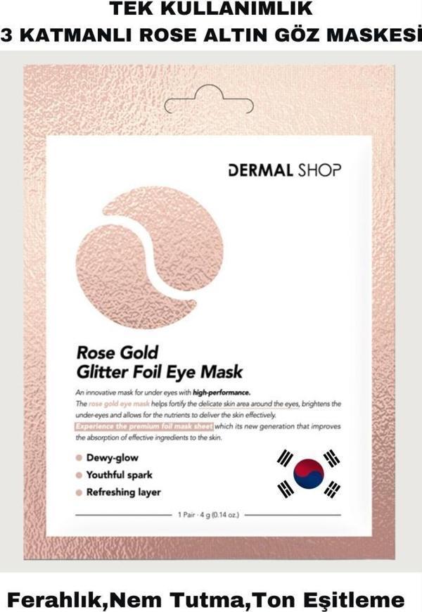 DERMAL Rose Gold Glitter Foil Göz Maskesi 4 gr - Image 1