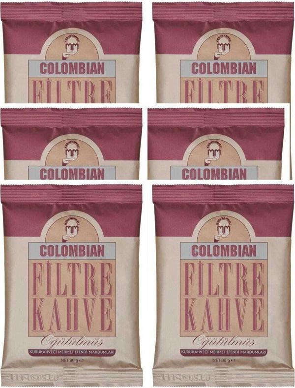 Kurukahveci Mehmet Efendi Colombian Filtre Kahve 80 gr x 6 Adet - Image 1